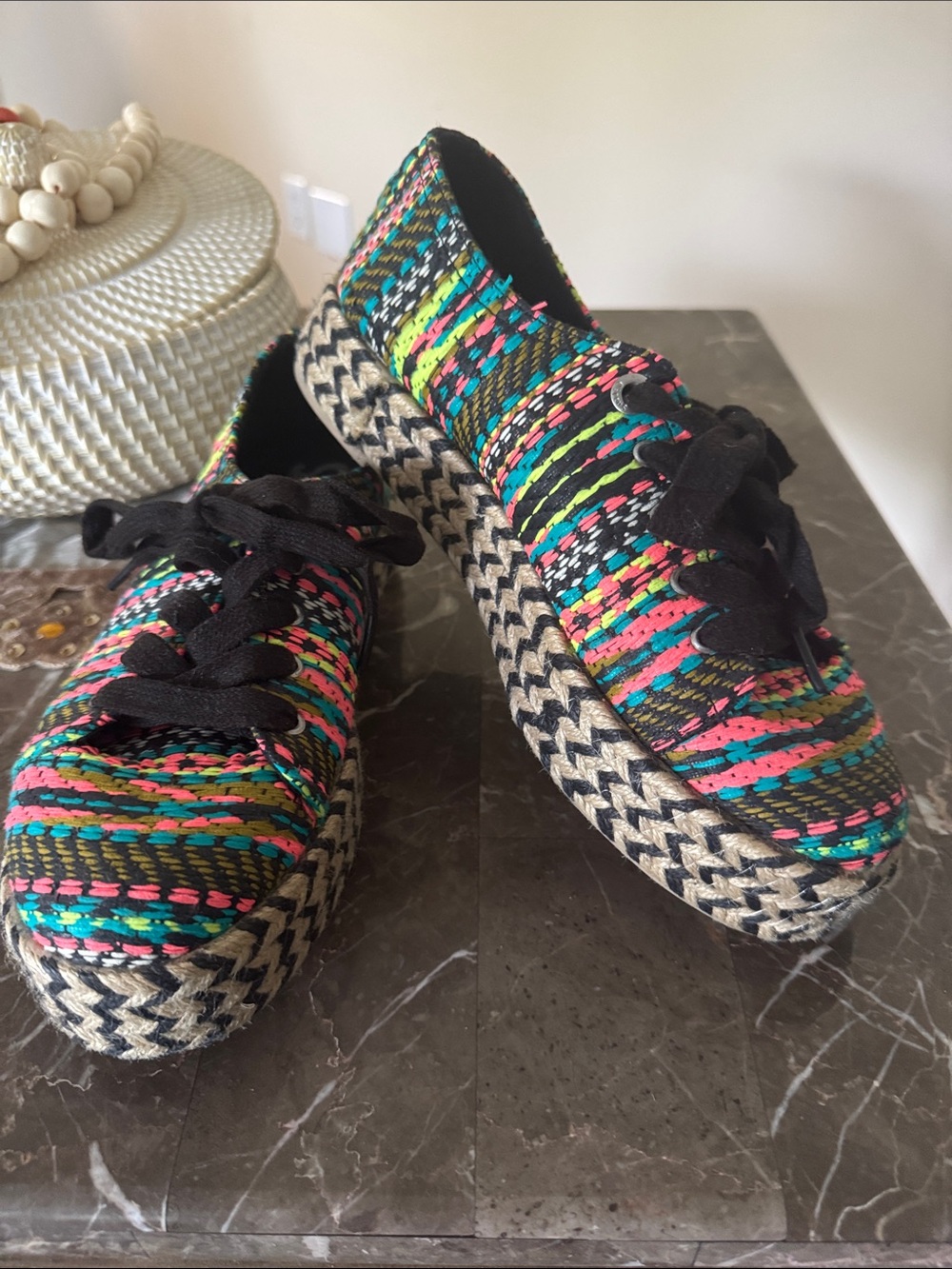 Circus by Sam Edelman Multicolor Woven Lace-Up Espadrilles size 8M